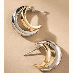 Anthropologie Mixed Metal Hoop Earrings